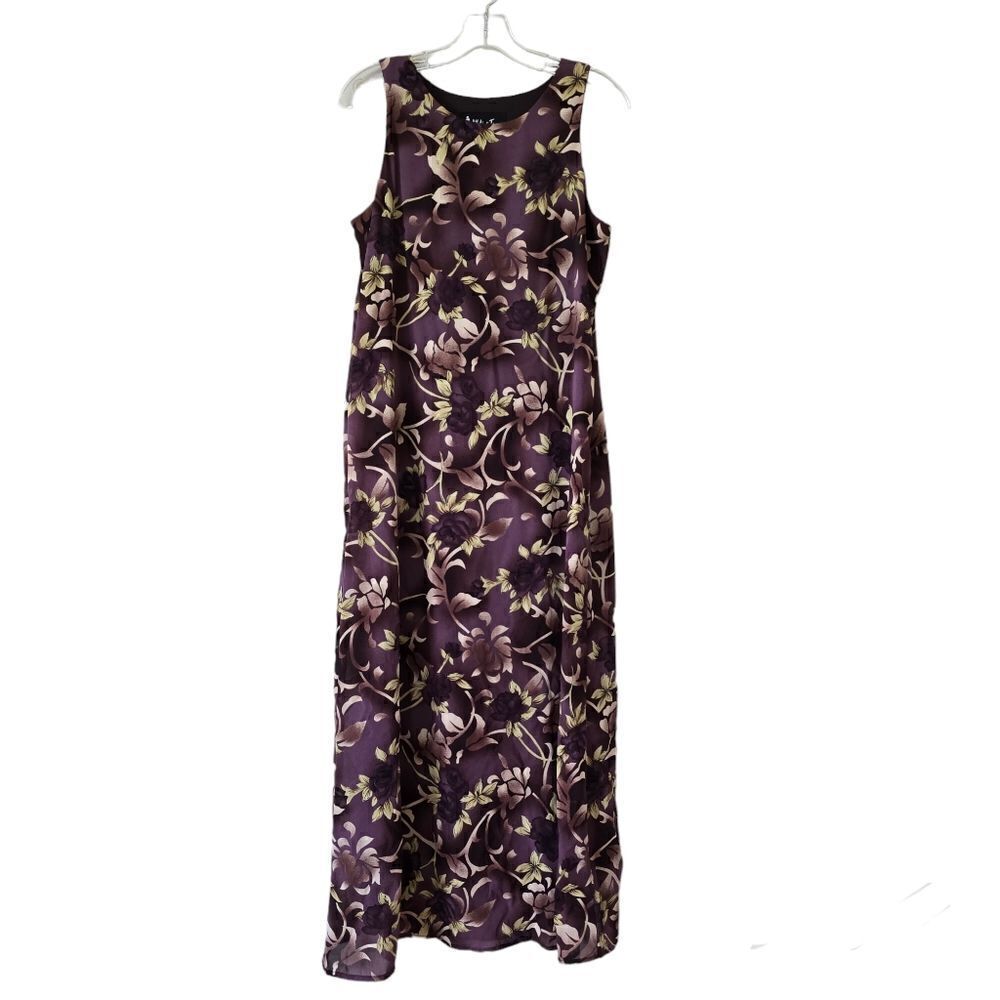 Y2K ALL THAT JAZZ Women's Maxi Dress Purple Floral Print 90s Bohemian Sz 9/10